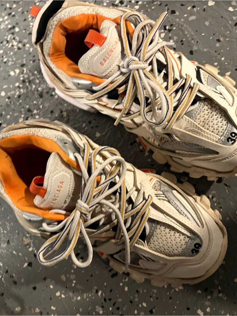 Balenciaga Chunky Sneakers in Cream with Orange Trim - Picture 1 of 4
